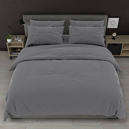 Бязь Gold Lux 220 см однотонна, темно-сіра тканина в смужку для постільної білизни, 50 м у рулоні, Пакистан, фото 1