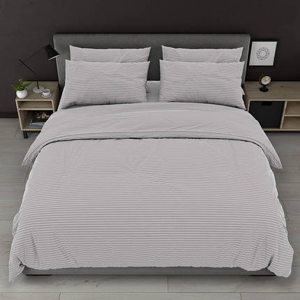 Світло-сіра в смужку тканина 220 см однотонна для постільної білизни Бязь Gold Lux, 50 м у рулоні, Пакистан, фото 1