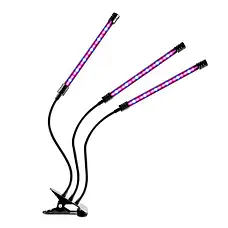 Ультрафіолетова лампа для рослин j22wl-03 LED LIGHT Повний спектр 3 голови LED, фото 5