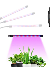 Ультрафіолетова лампа для рослин j22wl-03 LED LIGHT Повний спектр 3 голови LED, фото 6