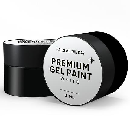 Гель-фарба Nails Of The Day NOTD Premium Gel Paint WHITE, 5 мл біла, фото 1