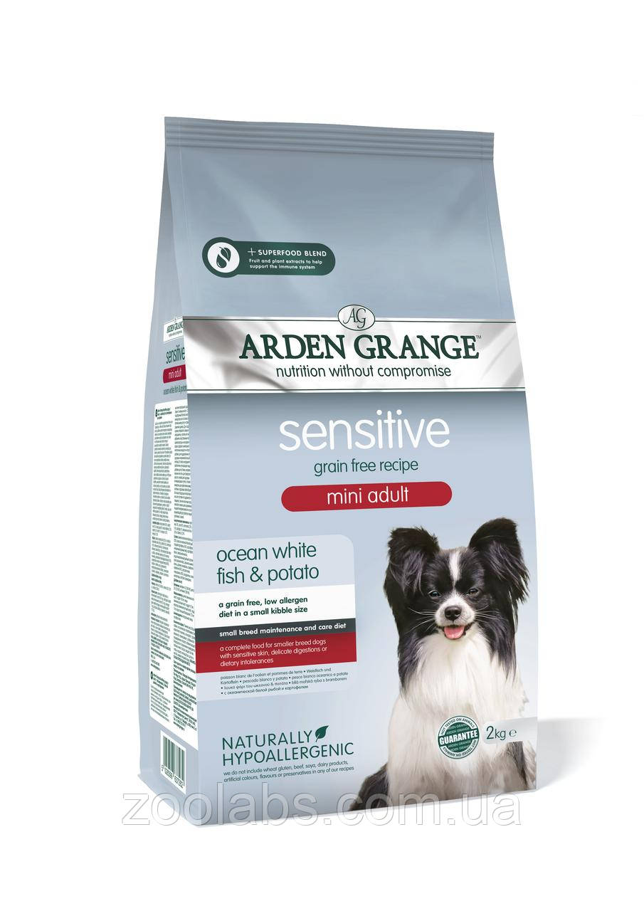 Корм Arden Grange для дібних порід з білою рибою | Arden Grange Sensitive Mini Dog Ocean White Fish & Potato 6 кг