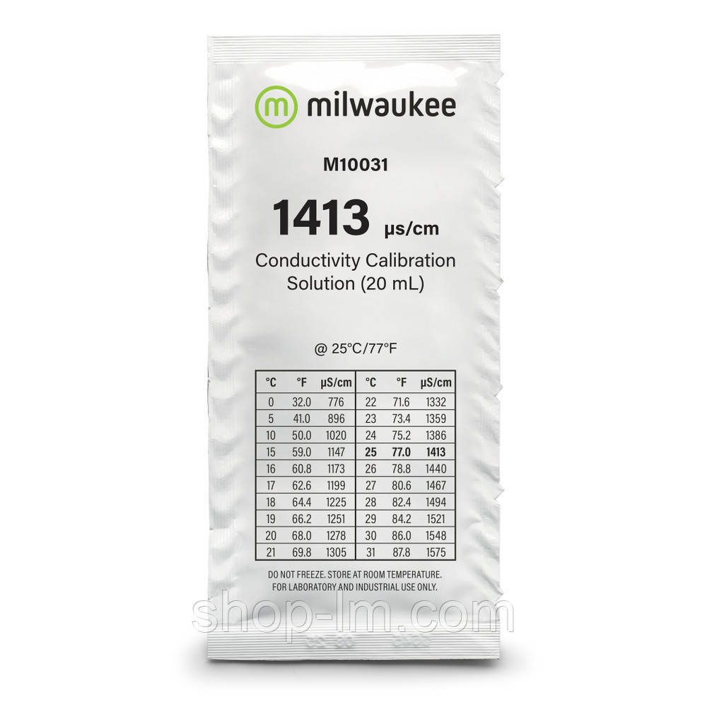 Калібрувальний розчин Milwaukee M10031 1413 µS/cm (мкСм) для кондуктометрів, 20мл, Угорщина