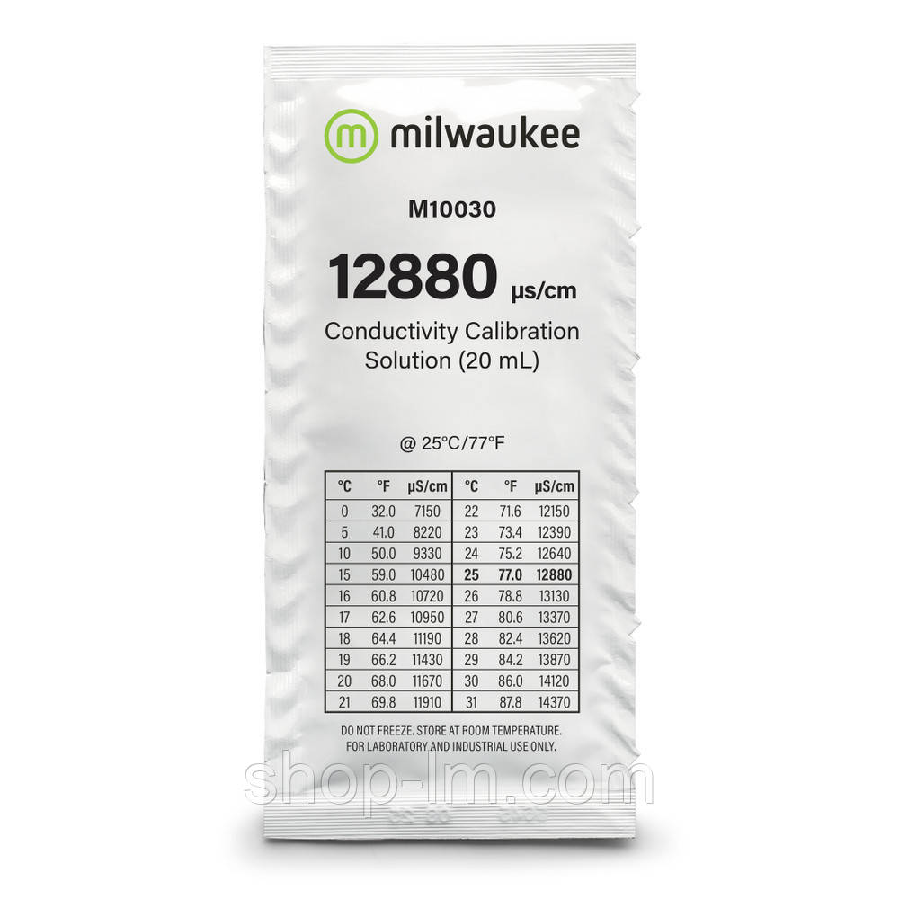 Калібрувальний розчин Milwaukee M10030 12880 µS/cm (мкСм) для кондуктометра, 20мл, Угорщина