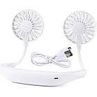 Міні вентилятор на шию Sport Fan, з USB, Білий / Портативний вентилятор акумуляторний для спорту, фото 7