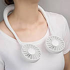 Міні вентилятор на шию Sport Fan, з USB, Білий / Портативний вентилятор акумуляторний для спорту, фото 2