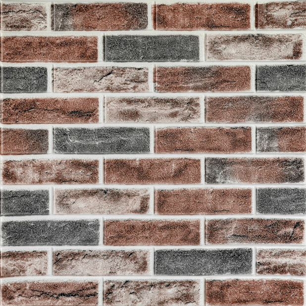 Самоклеючі 3д панелі під цеглу клінкер, м'які 3D панелі самоклейка для стін 700x700x6 мм, Помаранчевий (414), фото 1