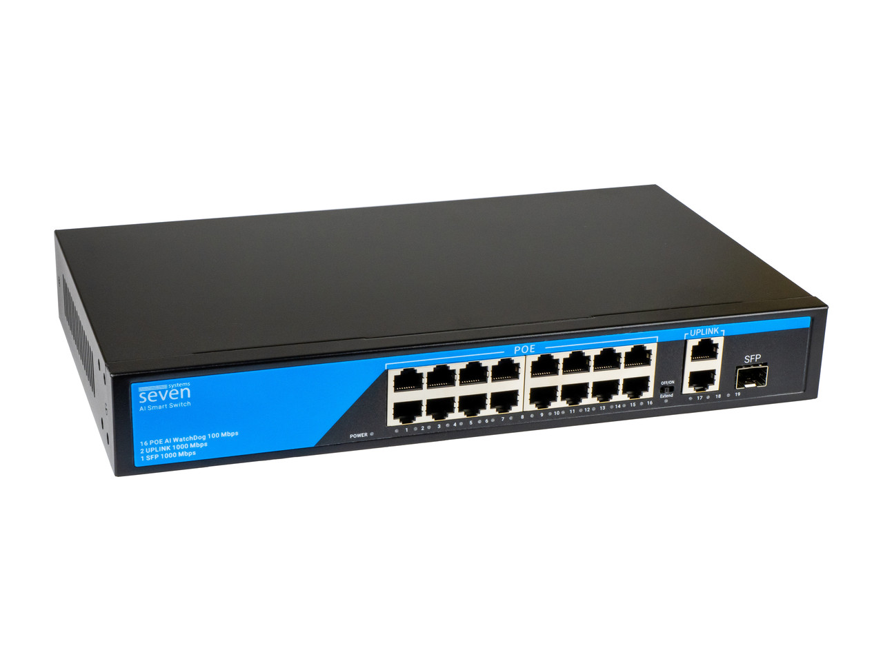 PoE комутатор (switch) 16 портів SEVEN P-73216G-SFP