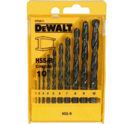 Набор сверл DeWALT HSS-R по металлу, 10шт, d=1-10мм. DT5911 YTR (ID ...