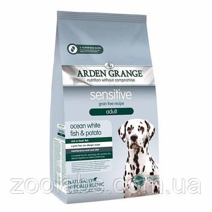 Корм Arden Grange для дорослих собак з рибою | Arden Grange Sensitive Ocean White Fish & Potato 2 кг, фото 1