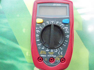 Цифровий мультиметр тестер вольтметр DT 33C зі щупами і батарейкою мультиметр з кроною