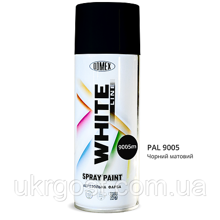 Аерозольна фарба в балончиках Domex White Line RAL9005 Чорний мат 400 мл, фото 1