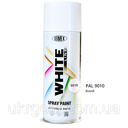 Аерозоляна фарба в балончиках Domex White Line RAL9010 Білий 400 мл, фото 1