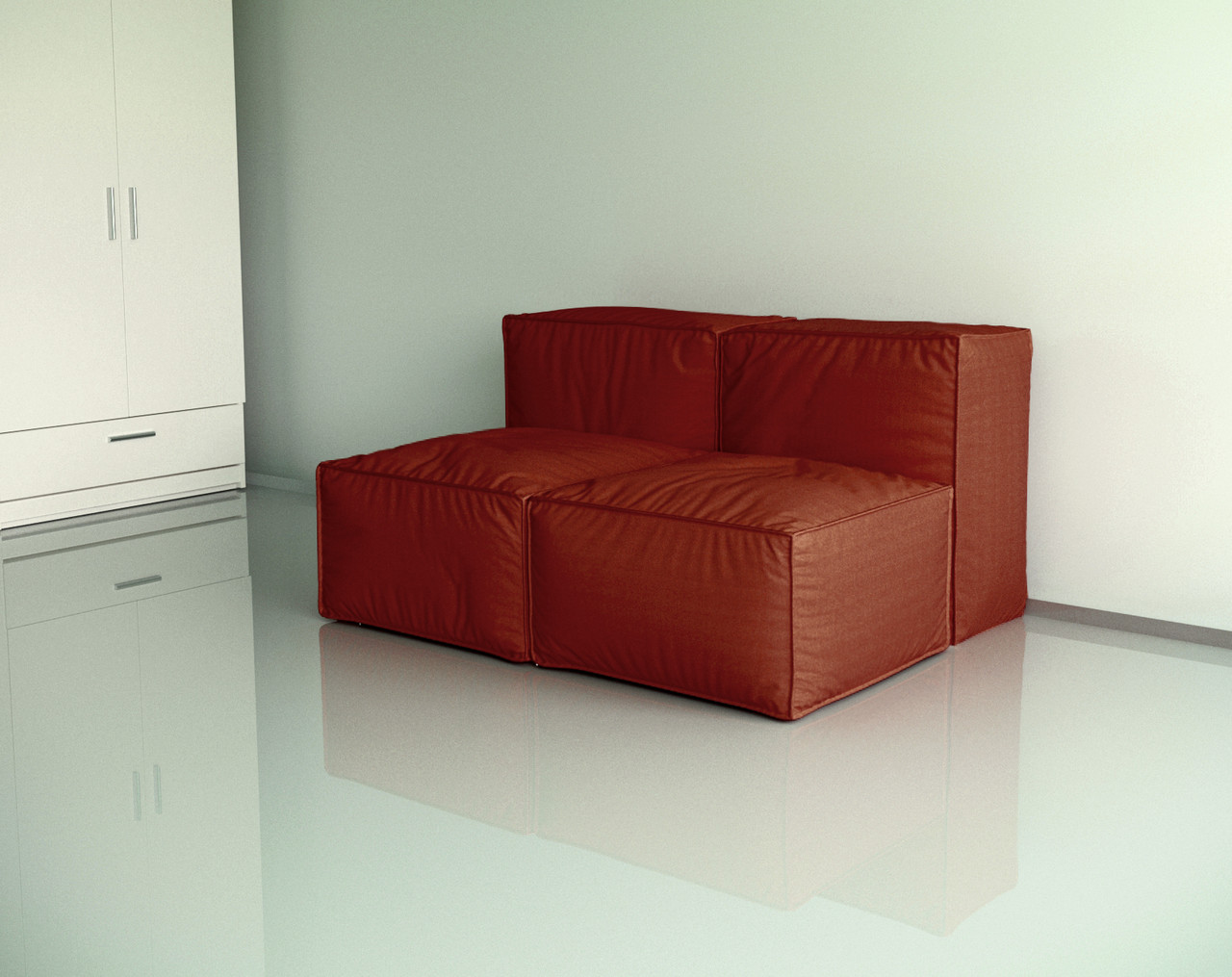 Диван-крісло модульний Tobi Sho Вальде велюр Magic Terracotta нерозкладний, 1600х1100х700 мм