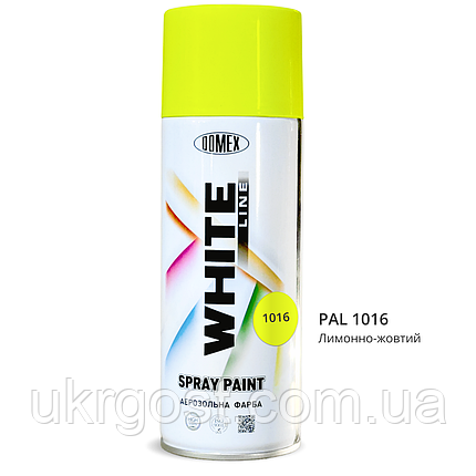 Аерозольна фарба в балончиках Domex White Line RAL1016 Лимонний 400 мл, фото 1