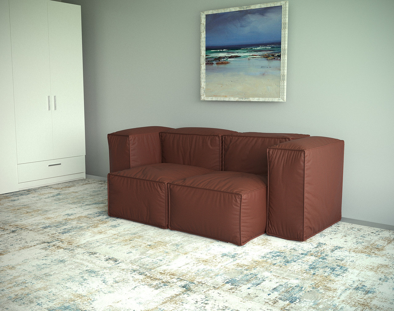 Диван модульний Tobi Sho Вальде велюр Magic Terracotta нерозкладний, 2200х1300х700 мм