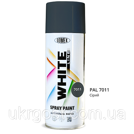Аерозольна фарба в балончиках Domex White Line RAL7011 Сірий 400 мл, фото 1