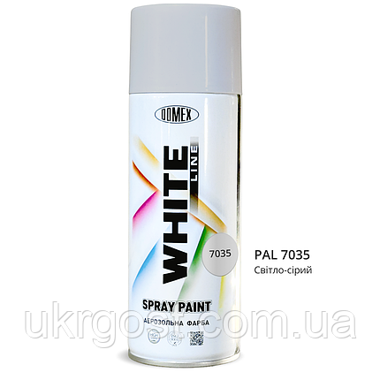 Аерозольна фарба в балончиках Domex White Line RAL7035 Світло-Сірий 400 мл, фото 1