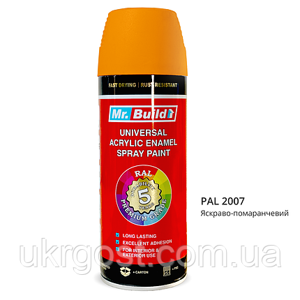 Аерозольна фарба в балончиках Mr.Build №24 RAL 2007 Флуоресцентний Яскраво-жовтогарячий 400 мл, фото 1