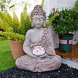 Сяюча садова фігура, скульптура, led статуетка ручної роботи Будда для декору саду, балкона, що світиться, фото 2