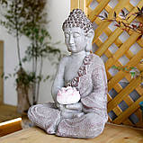 Сяюча садова фігура, скульптура, led статуетка ручної роботи Будда для декору саду, балкона, що світиться, фото 3