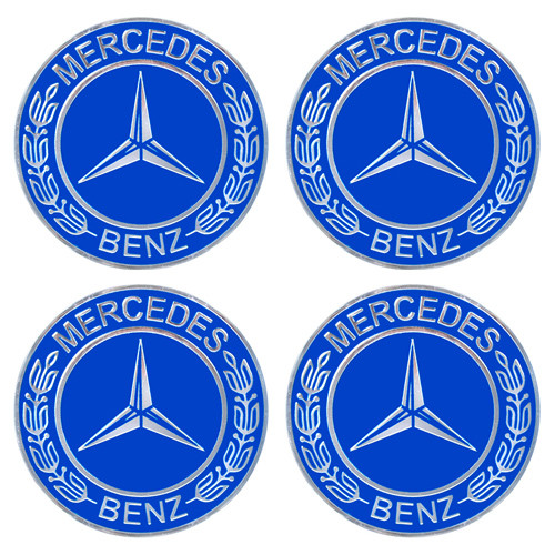 Наклейки на ковпаки "MERCEDES" сині з колоском, діам. 90 мм (4 шт.)