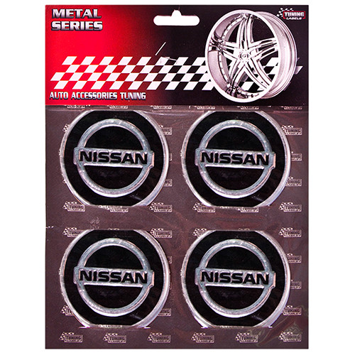 Наклейки на ковпаки "NISSAN" чорні, діам. 90 мм (4 шт.)