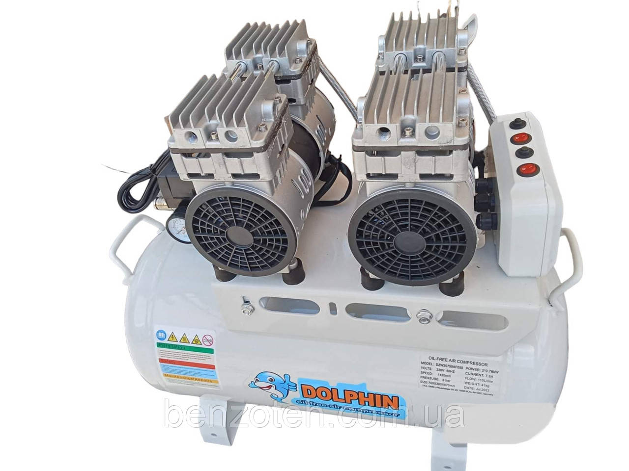 Компресор безмасляний Dolphin DZW 20750 AF 050 (на 50 літрів, вхід/вихід 296/110 л/хв.)