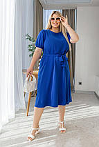 Плаття однотон із короткими рукавами міді креп-склянки, розміри батал, фото 4