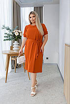 Плаття однотон із короткими рукавами міді креп-склянки, розміри батал, фото 2