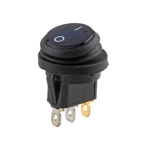 Перемикач on-off з підсвічуванням 12V круглий 3pin синій арт.YJ-WF04B