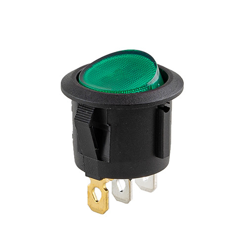 Перемикач on-off 12V з підсвічуванням круглий 3pin зелений арт.YJ-WF05B