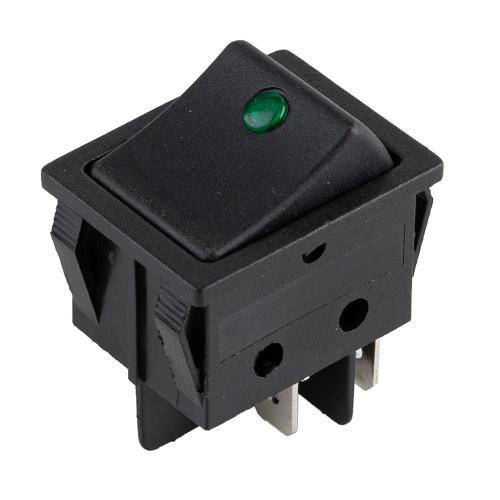 Перемикач on-off з підсвічуванням 12V квадратний зелений арт.YJ-WC03