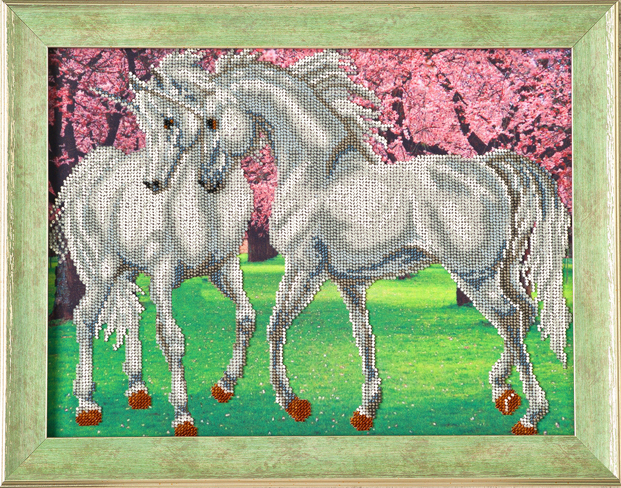 Схема для вишивки бісером Єдинороги Т-022 (габардин), фото 1