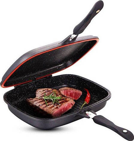 Двостороння сковорода-гриль Double Grill Pan з антипригарним покриттям 32 см, фото 1