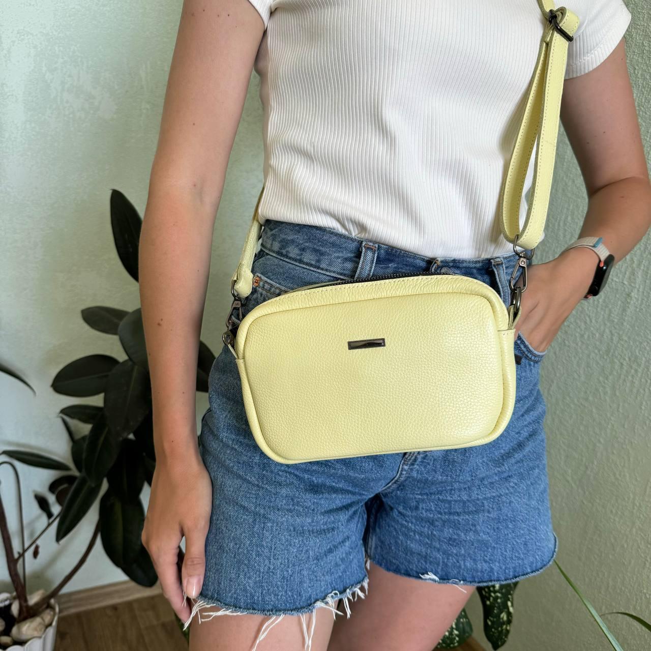 Шкіряна жіноча міні сумочка на плече, якісна сумка для дівчат натуральна шкіра