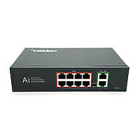 TU  TU POE коммутатор Merlion 8 POE 10/100  + 2 RJ45 10/100/1000 + встроенный блок питания 52V 2.3A
