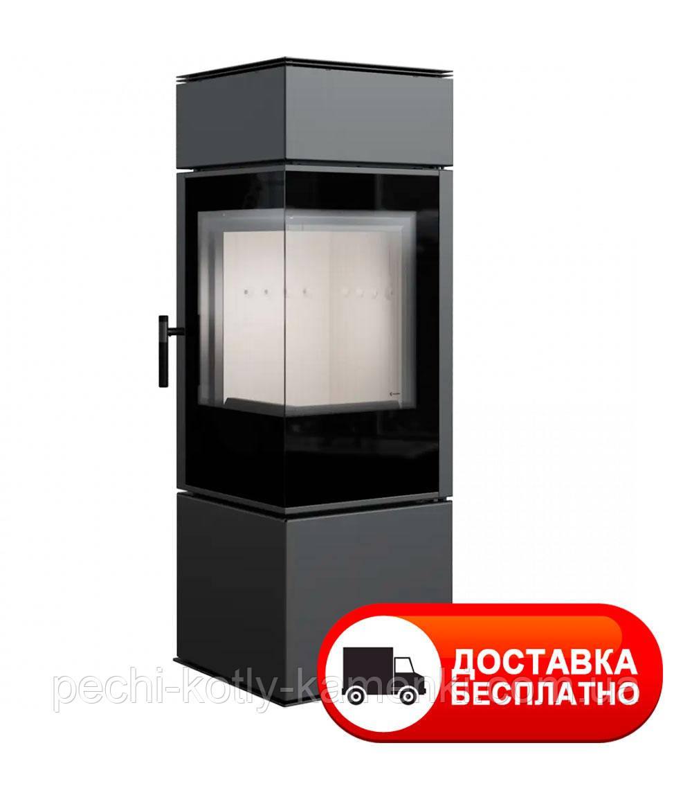 Сталева кутова піч-камін Kratki THOR 8 (подача вповітря з вулиці) подвійне скло + декор