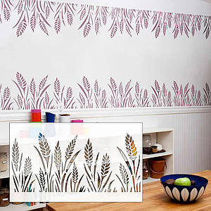 Трафарет для декоративної штукатурки з безшовним візерунком Колоски (400х670)