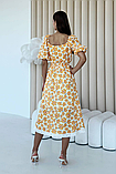 Муслінове літнє плаття міді з мереживом та квітковим принтом 44-50 розміри різні кольори, фото 3