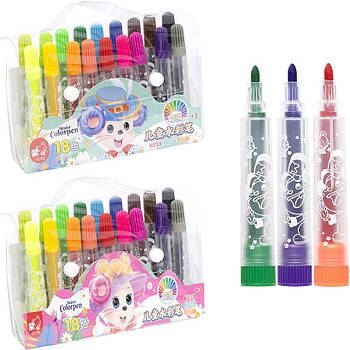 Набір фломастерів із 18 кольорів на водній основі в сумочці Water color pen 1103-18