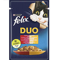Корм для котів Felix Fantastic Duo з яловичиною та птицею в желе 85 г Purina