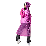Дощовик жіночий чоловічий дорослий плащ підлітковий прозорий багаторазовий на кнопках рожевий (1030), фото 8