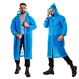 Дощовик жіночий чоловічий плащ, плащ накидка від дощу, чоловічий жіночий дощовик на кнопках Hechpro 1030 синій, фото 6