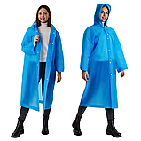 Дощовик жіночий чоловічий плащ, плащ накидка від дощу, чоловічий жіночий дощовик на кнопках Hechpro 1030 синій, фото 7