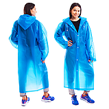 Дощовик жіночий чоловічий плащ, плащ накидка від дощу, чоловічий жіночий дощовик на кнопках Hechpro 1030 синій, фото 9