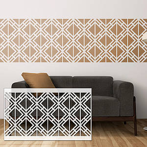 Трафарет для декоративної штукатурки з безшовним геометричним візерунком (600х1000)