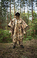 Костюм захисний від тепловізора пончо анти тепловізор плащ Multicam з нарукавниками Premium+
