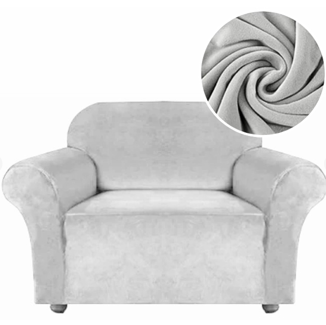 Натяжні чохли на крісла без спідниці 90х140 універсальні, накидка на крісло велюрова homytex Сірий, фото 1