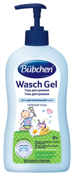 Ніжний дитячий гель для купання Bubchen з народження малюка з дозатором, 400 мл.